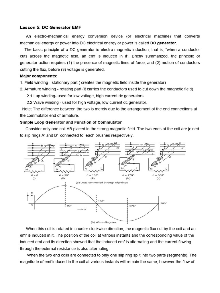 Understanding DC Generator EMF Principles | PDF | Electromagnetic ...