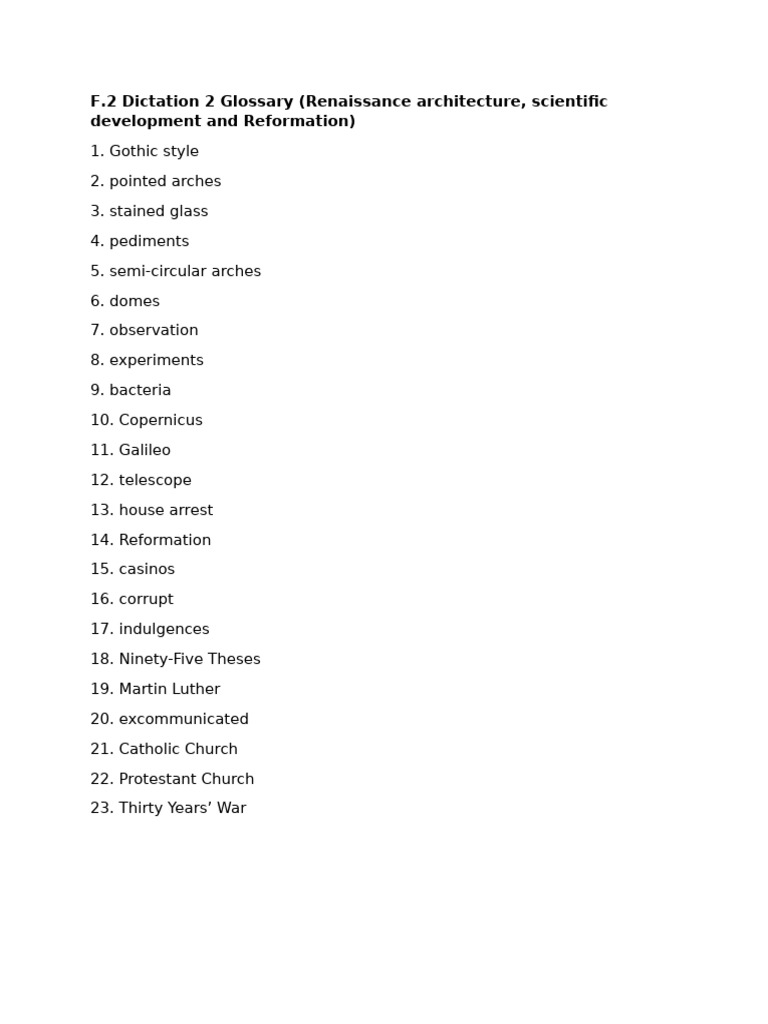 Renaissance Architecture and Reformation Terms | PDF