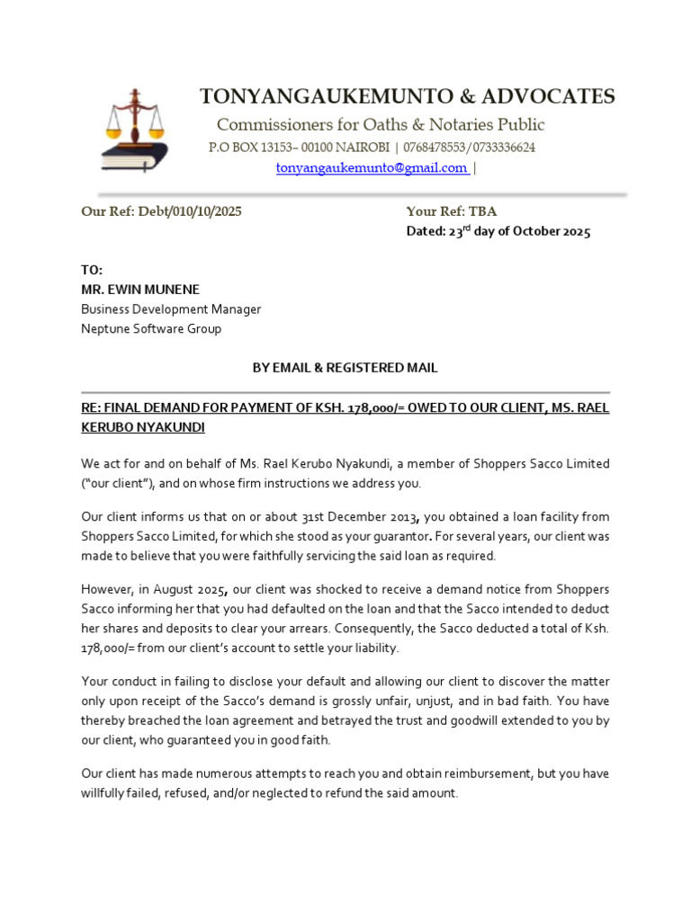 Rael Letter | PDF | Private Law | Business Law