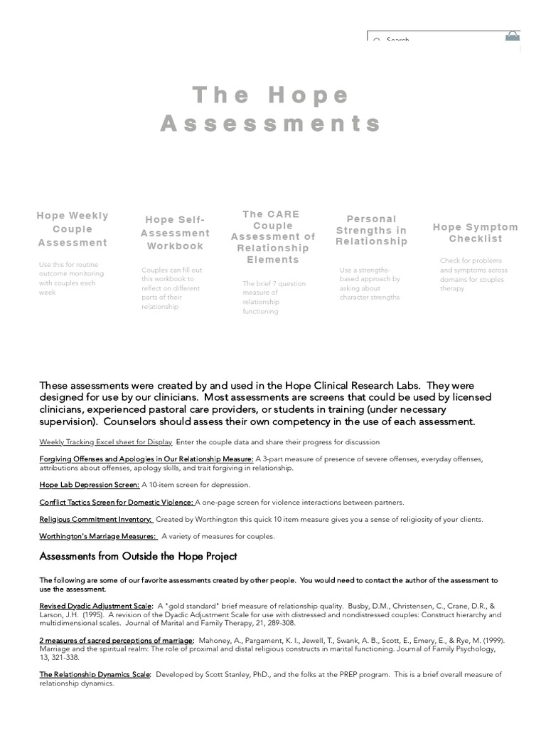 Couple Assessment Tools and Resources | PDF | Mental Health ...