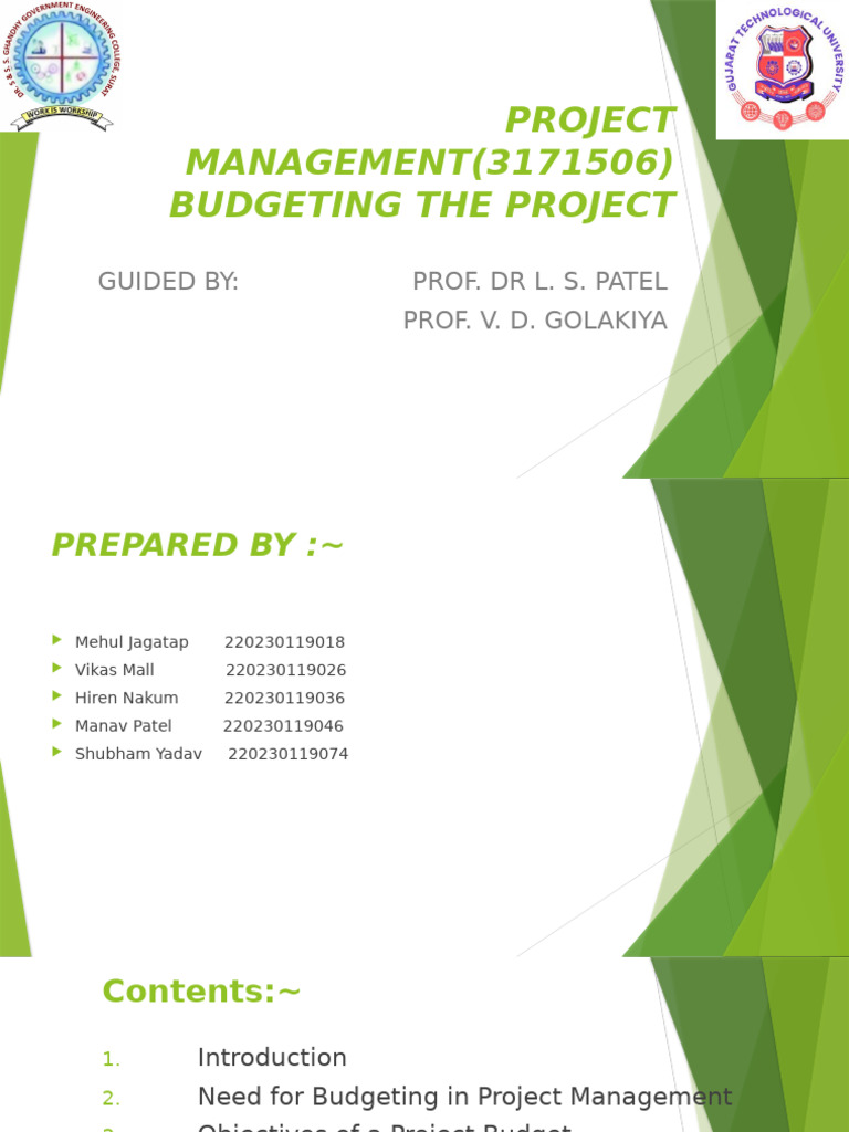 Project Budgeting in Management Guide | PDF | Risk | Budget