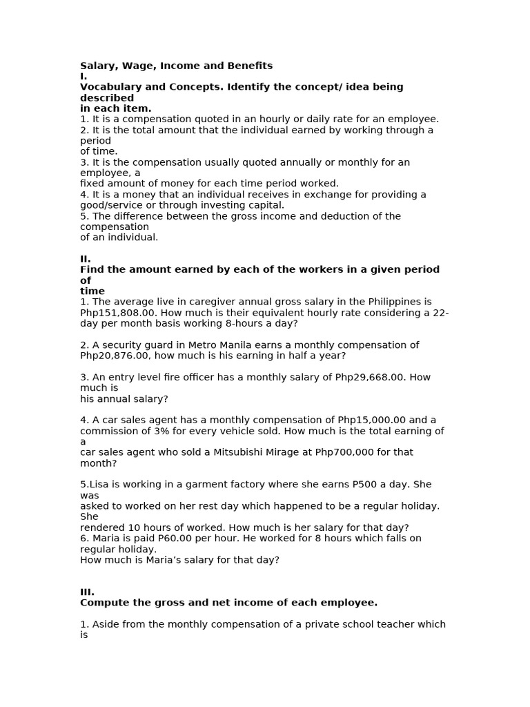 Salary and Income Calculations Guide | PDF | Salary | Income