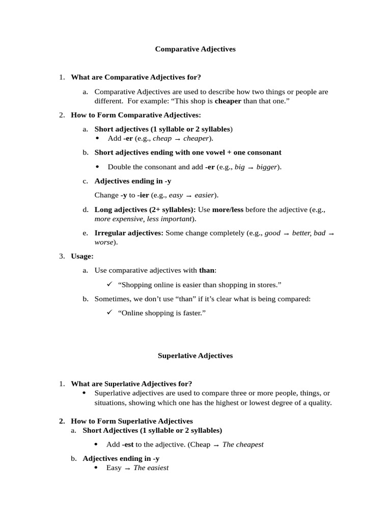 Understanding Comparative and Superlative Adjectives | PDF | Adjective ...