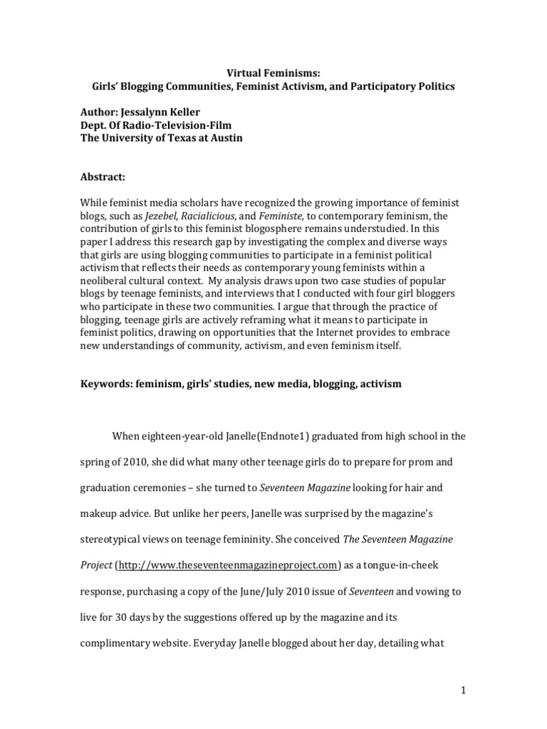 Virtual Feminisms FINAL | PDF | Feminism | Gender Studies