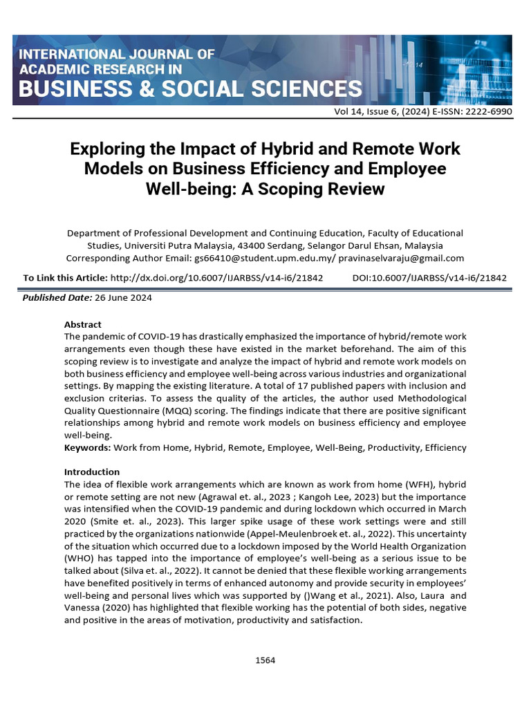 Impact of Hybrid Work on Efficiency & Well-Being | PDF | Well Being ...