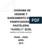 PROGRAMA DE HIGIENE Y SANEAMIENTO DE LA PANADERÍA Y PASTELERIA