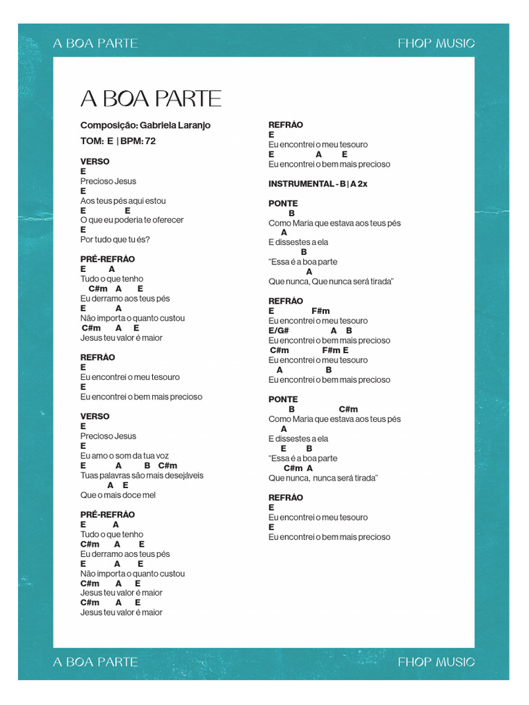 Boa Parte: Letra e Cifras | PDF