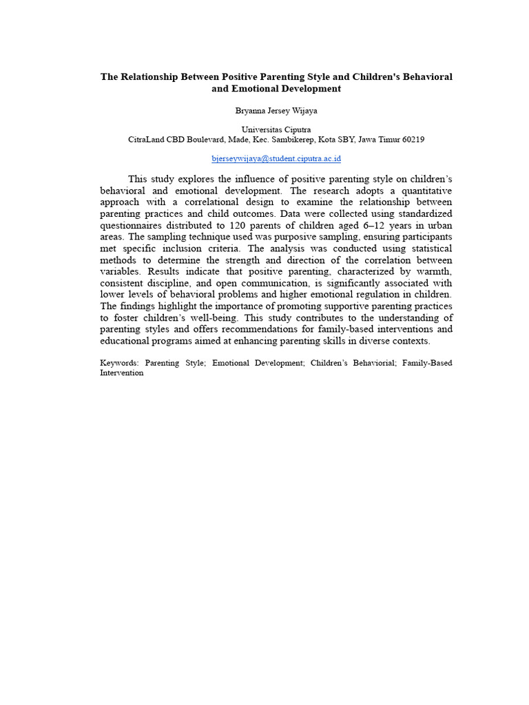 Positive Parenting and Child Development | PDF