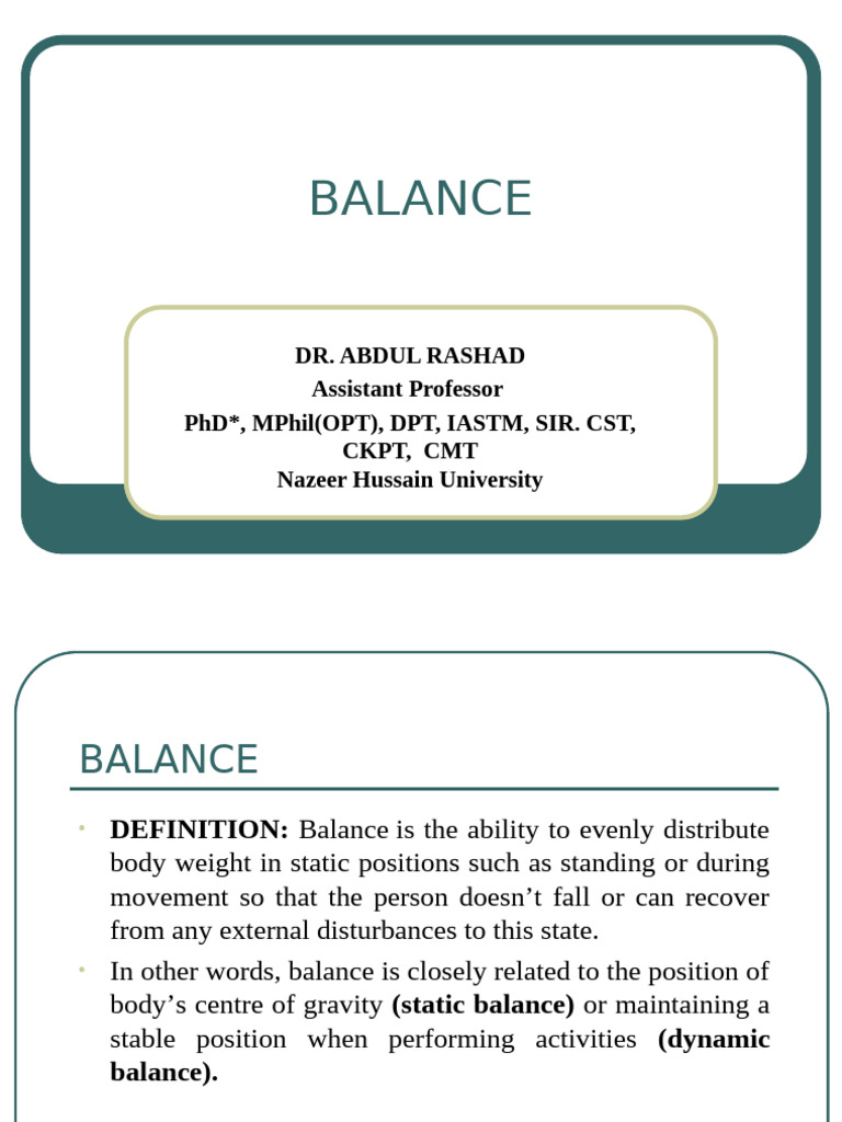 Understanding Balance and Posture | PDF | Balance (Ability) | Prosthesis