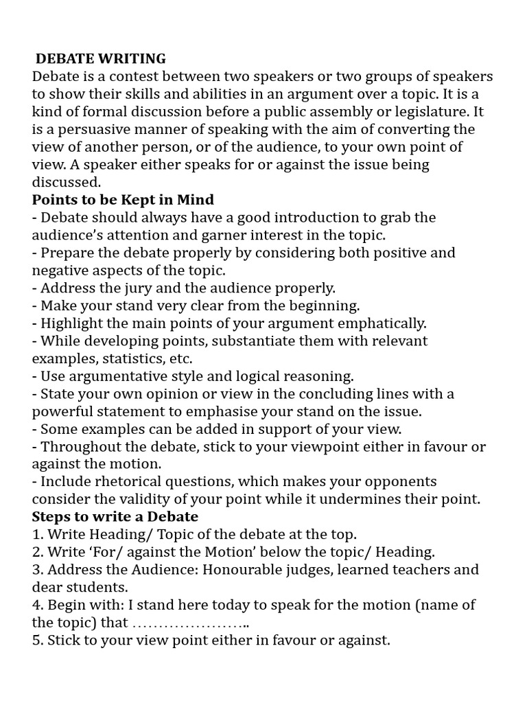 Debate Guide: Writing Effective Arguments | PDF | Artificial ...