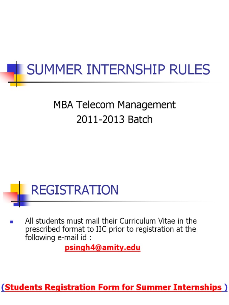 Summer Internship Ppt | Internship | Master Of Business Administration