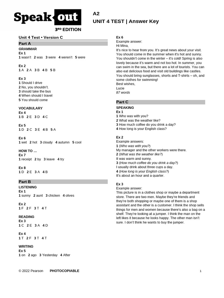 SO3 A2 Unit Test U4C Answer Key | PDF