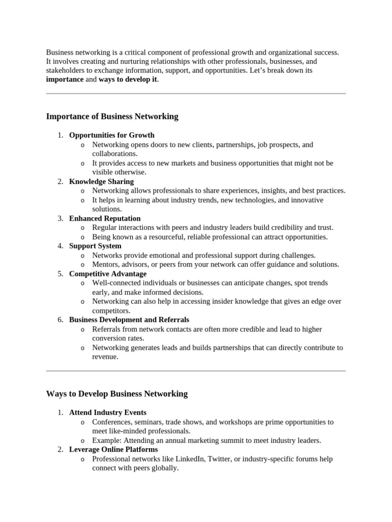 Essential Strategies for Business Networking | PDF | Human ...