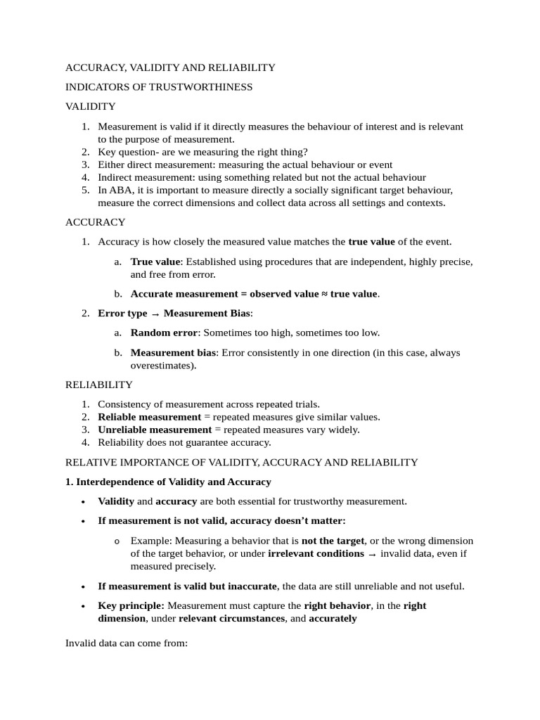 Validity vs. Accuracy in Measurement | PDF | Accuracy And Precision ...
