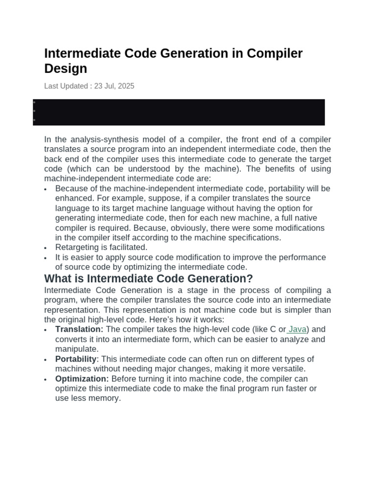 Intermediate Code Generation in Compilers | PDF | Compiler | Source Code