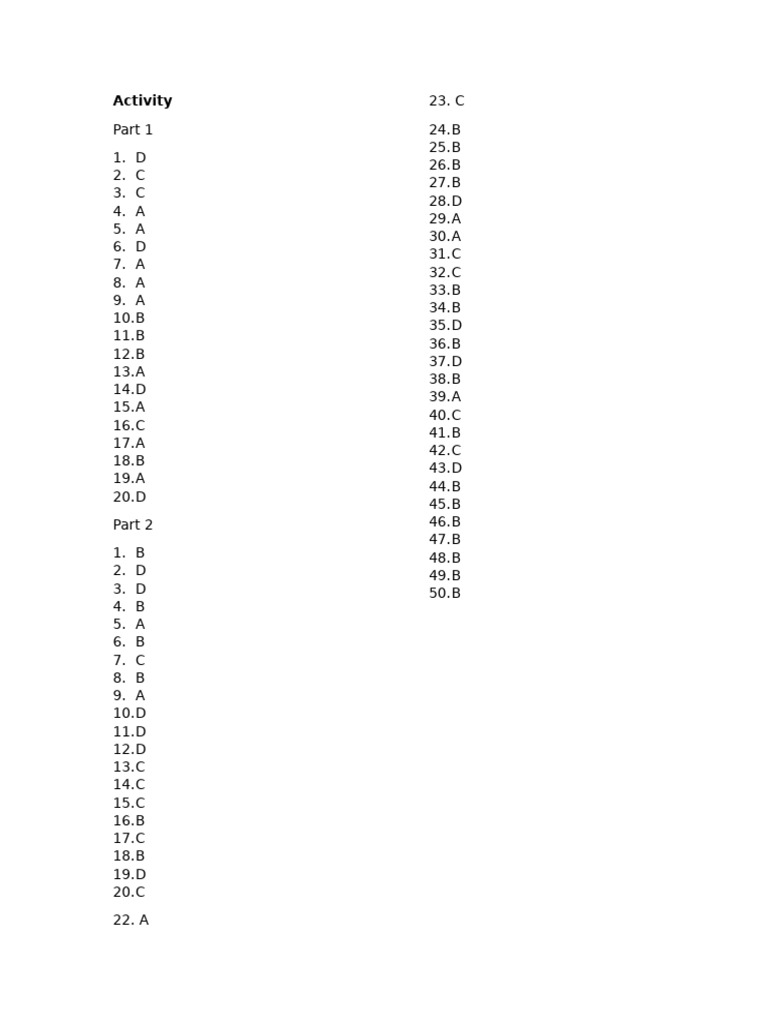 Activity Answer Key and Solutions | PDF
