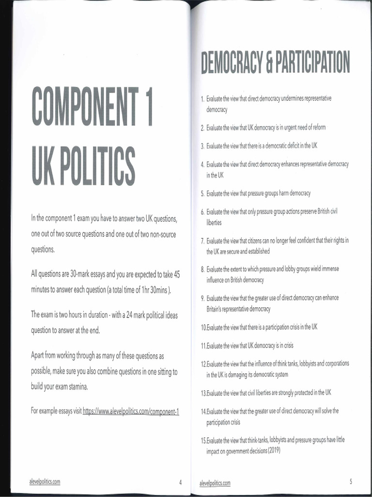 UK Politics Practice Questions | PDF