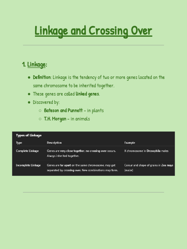 3.8 Linkage and Crossing Over | PDF
