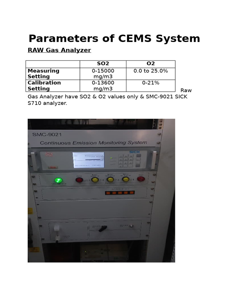 Raw & Clean Gas Parameters | PDF