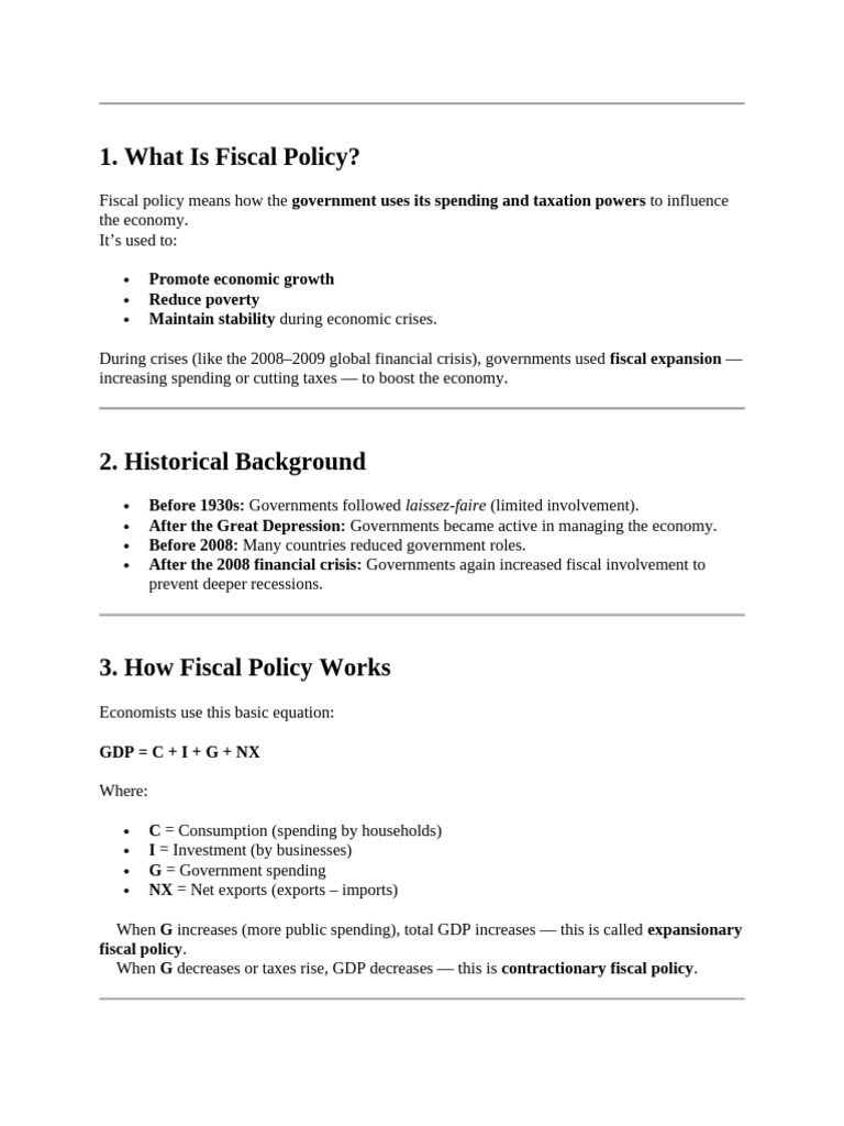 Understanding Fiscal Policy Basics | PDF | Fiscal Policy | Fiscal ...