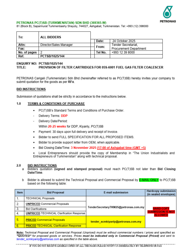 Bid Enquiry | PDF