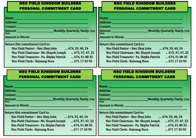 NSO Field Personal Commitment Card | PDF