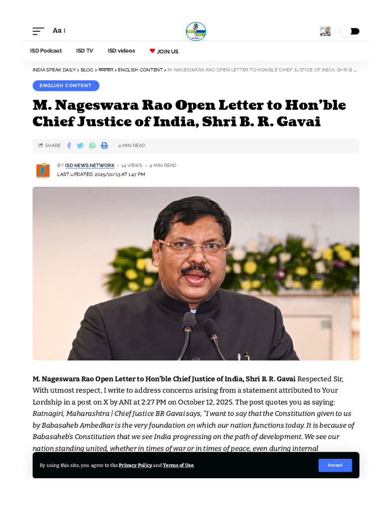 Open Letter to Chief Justice B.R. Gavai | PDF | Government | Justice