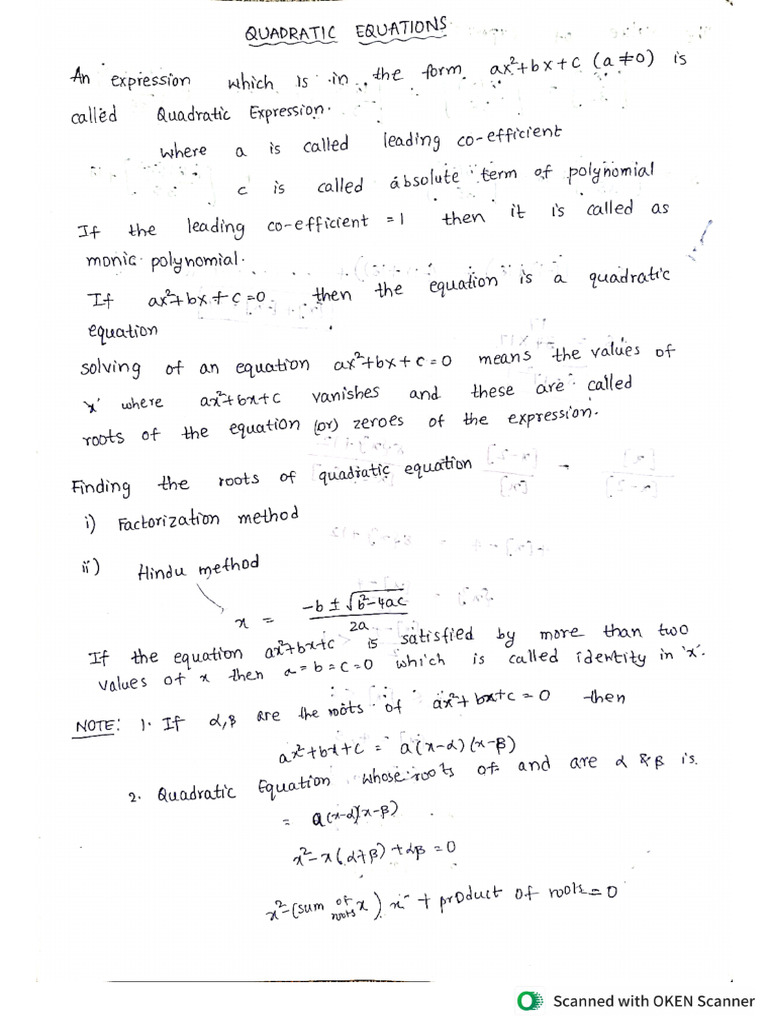 Quadratic Equations | PDF