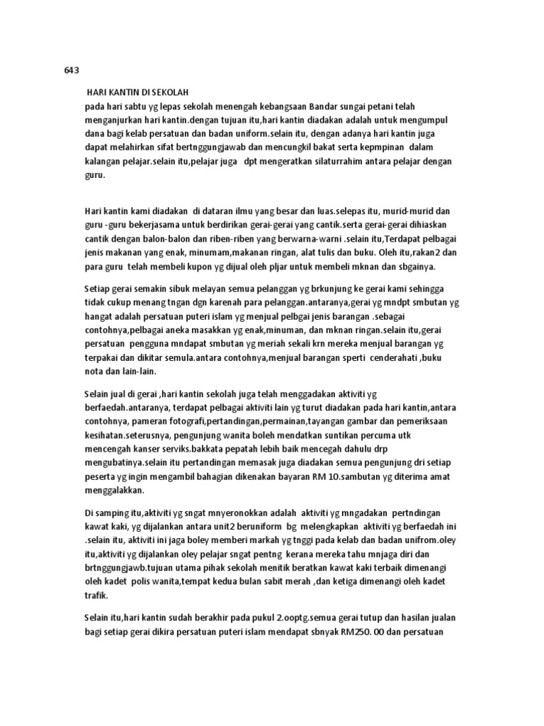 Hari Kantin Di Sekolah