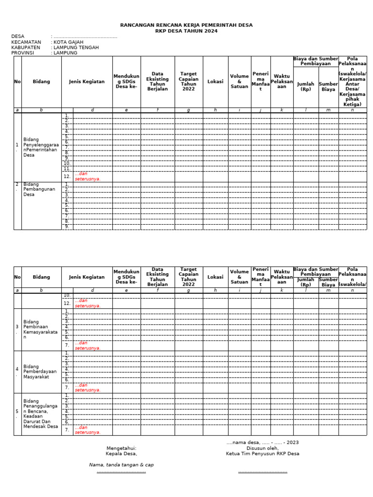 10. Rancangan RKP Desa. | PDF