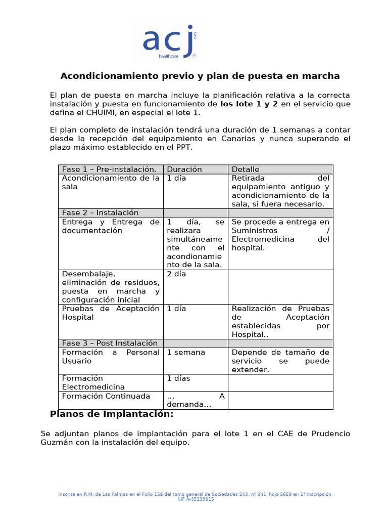 Plan de Instalación y Puesta en Marcha | PDF