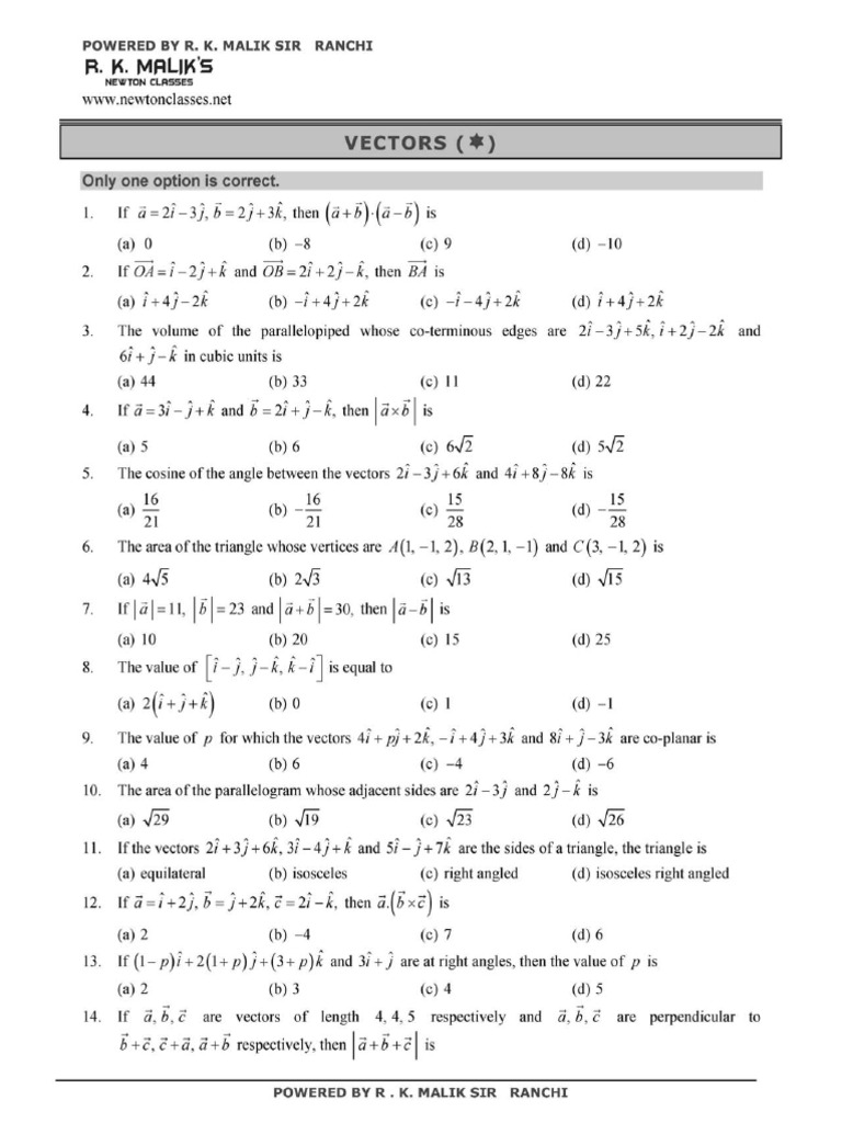 Vectors ( ) N | PDF