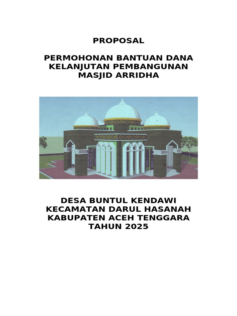 Proposal Dana Pembangunan Masjid Arridha | PDF