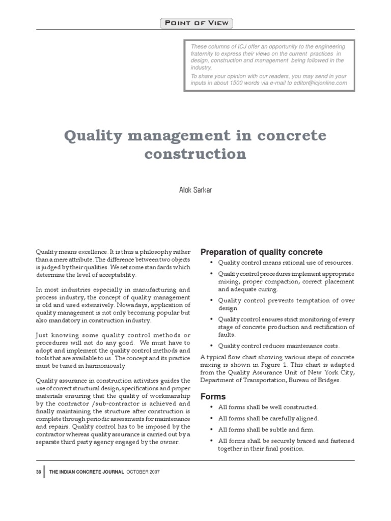 Quality Assurance For Concrete | PDF | Quality Assurance | Concrete