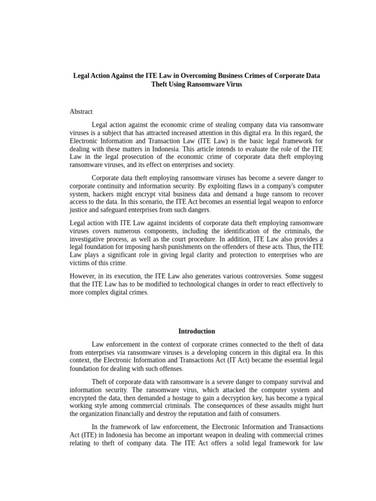 Artikel Penindakan Hukum Dengan UU ITE Dalam Mengatasi Kejahatan Bisnis ...