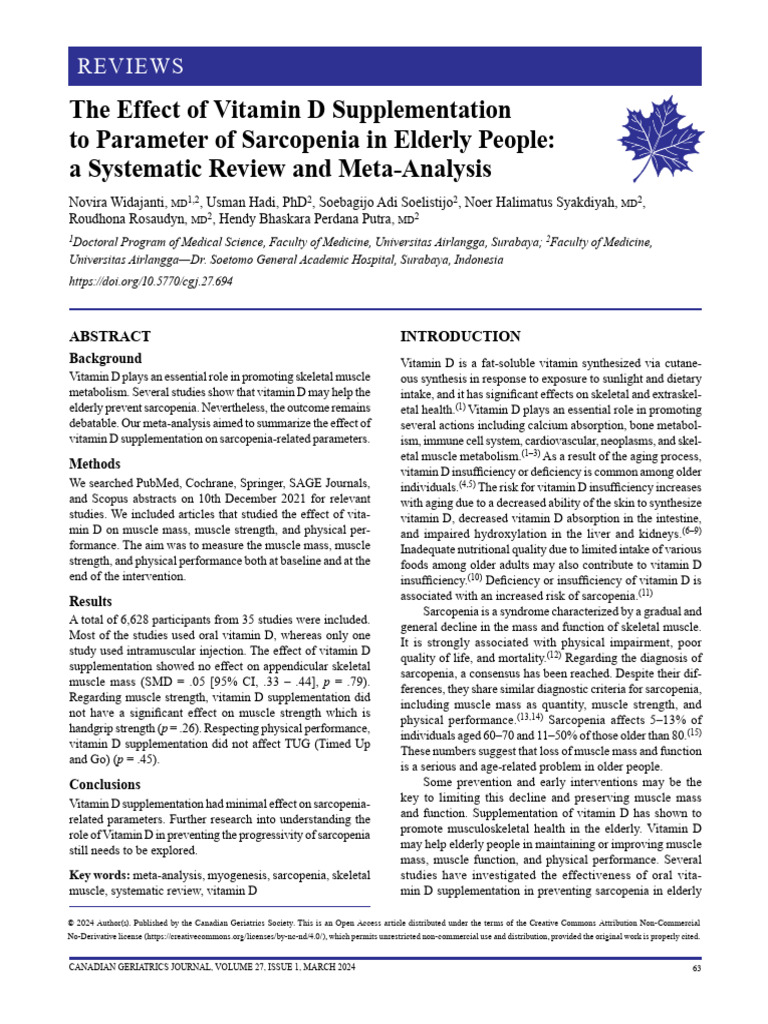 Vitamin D's Impact on Elderly Sarcopenia | PDF | Vitamin D | Dietary ...