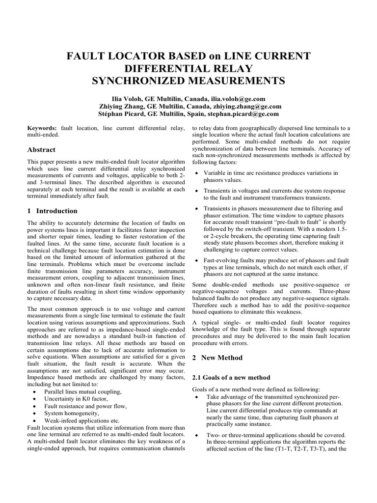 Multi-Ended Fault Locator Algorithm | PDF | Electrical Impedance ...