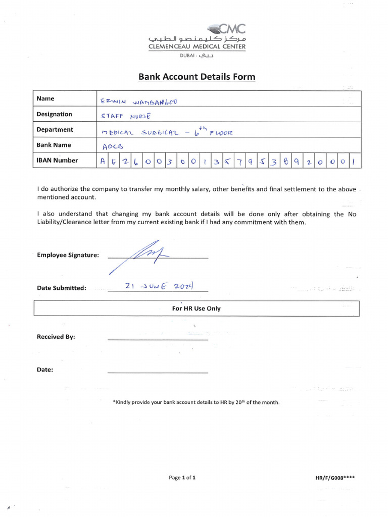 Bank Account Transfer Form | PDF