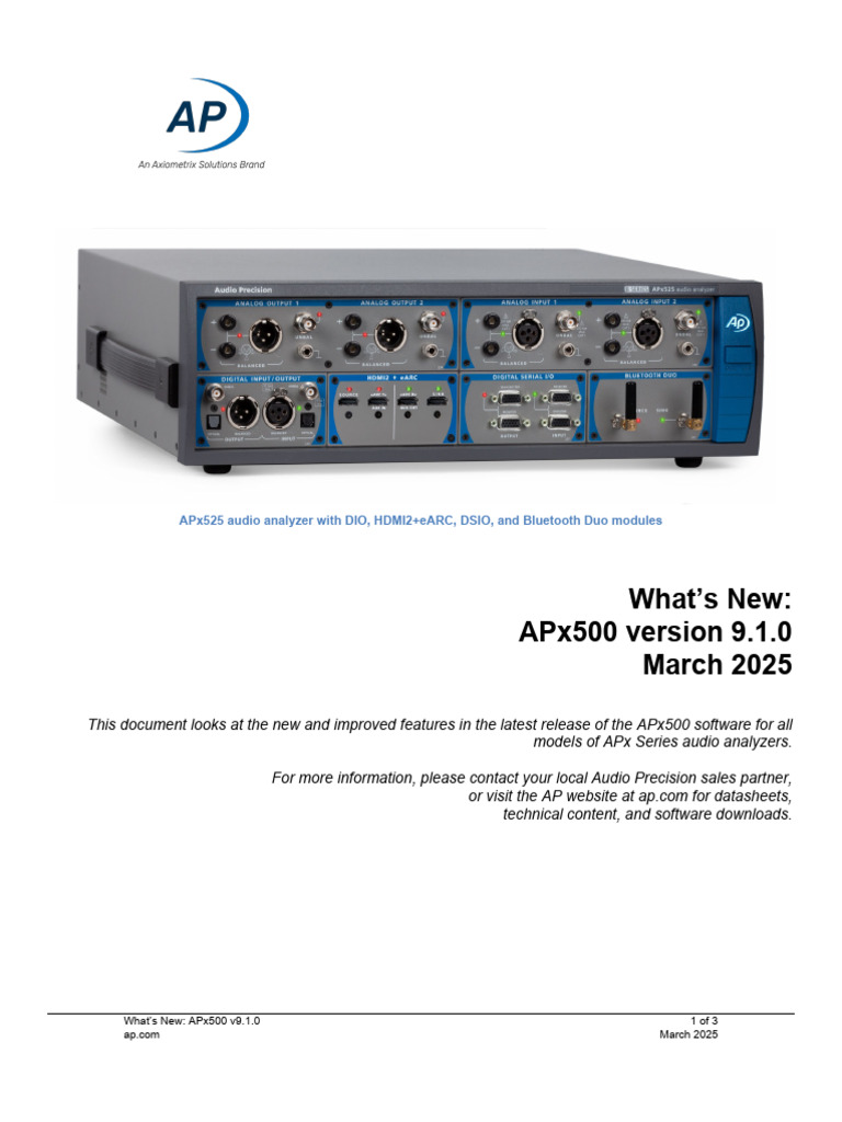 APx500 v9.1.0 Software Updates | PDF | Electrical Impedance | Loudspeaker