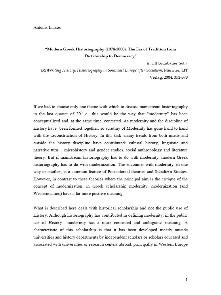 Modern Greek Historiography Overview | PDF | Greeks | Historiography