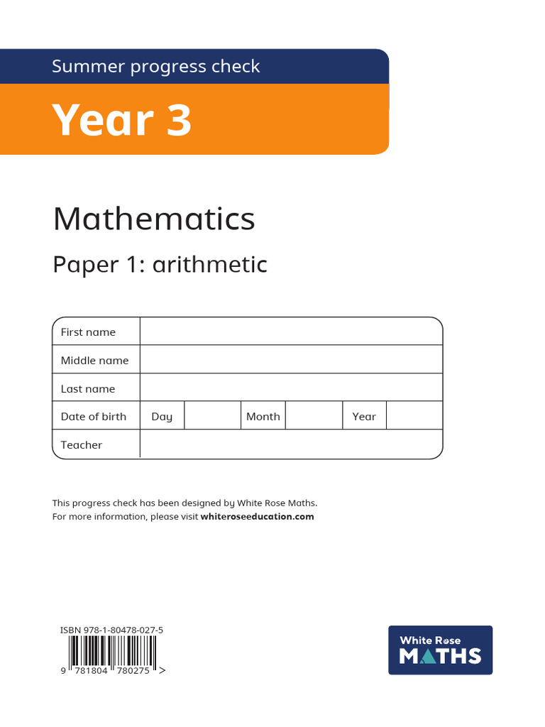 Year 3 Arithmetic Progress Check | PDF | Mathematics