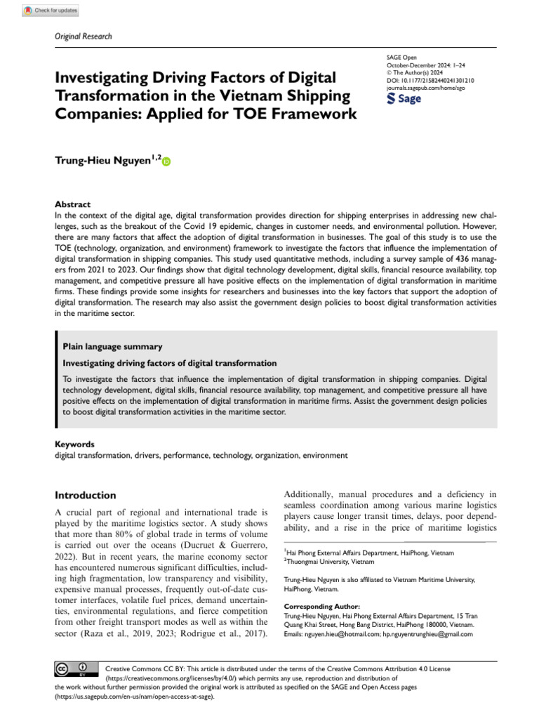 Investigating Driving Factors of Digital | PDF | Internet Of Things | Port