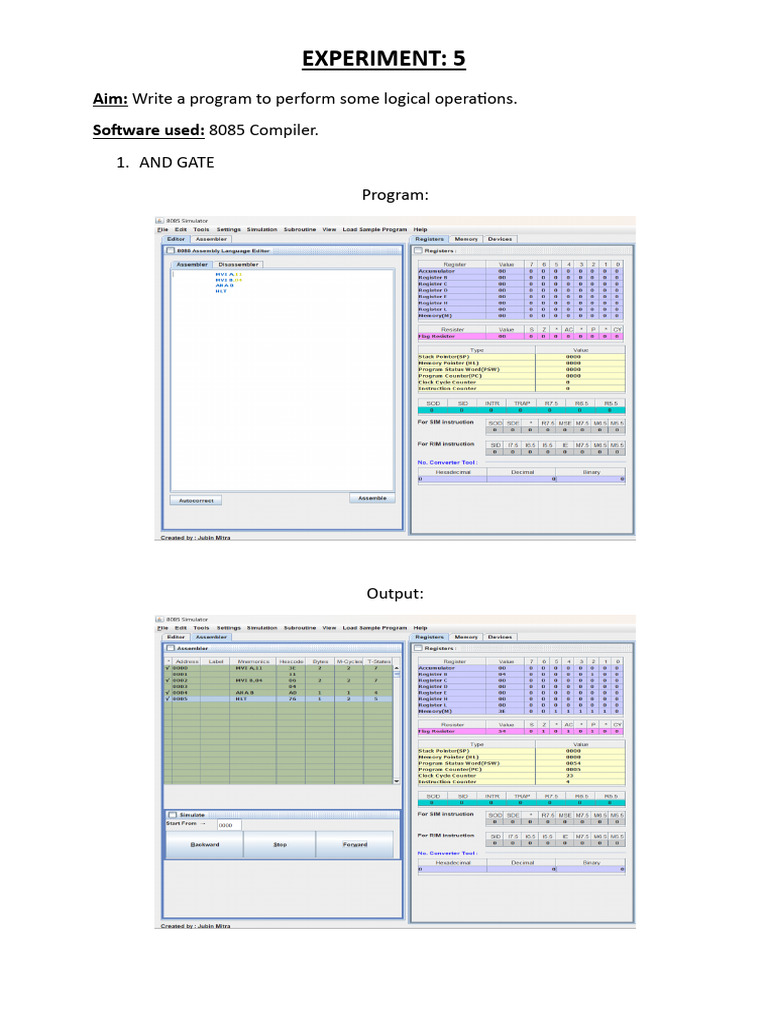 Logical Operations with 8085 Compiler | PDF