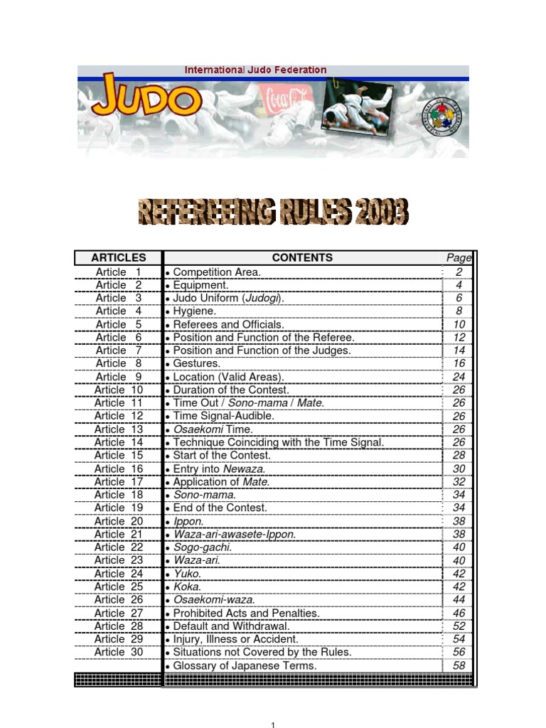 Download 2003 IJF Judo Rules | Judo | Referee