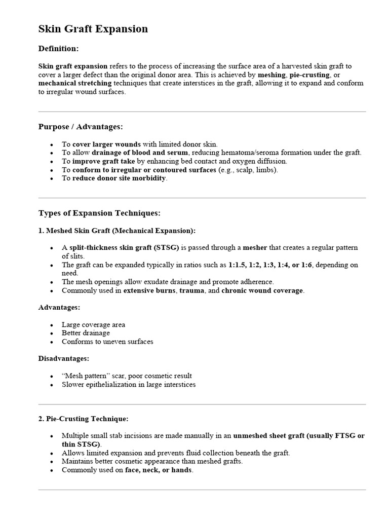 Skin Graft Expansion | PDF | Wound | Medical Specialties