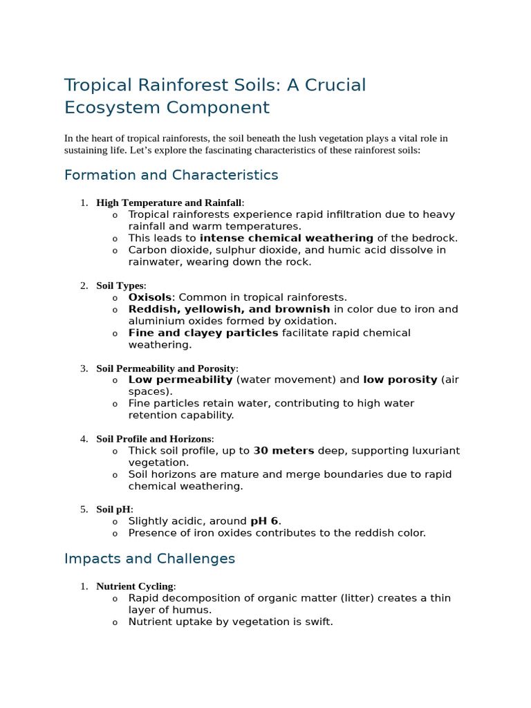 Tropical Rainforest Soils | PDF