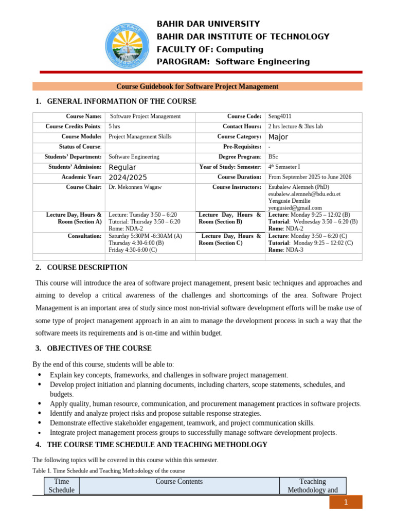 Software Project Management Course Guide | PDF | Project Management ...