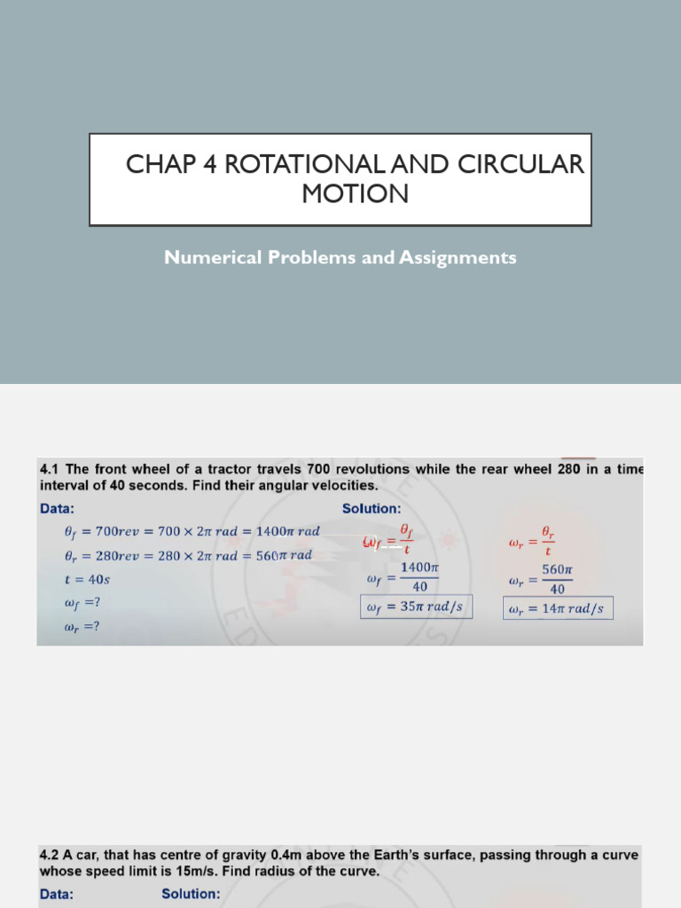 Numericals - Chap 4 | PDF
