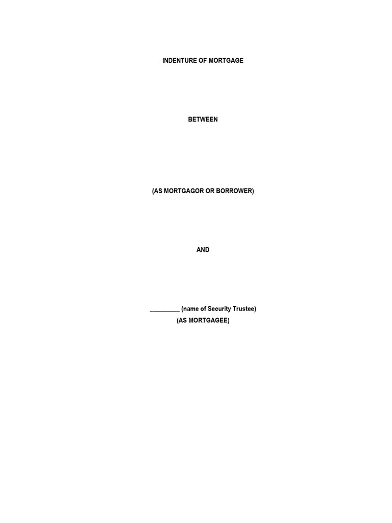 Indenture of Mortgage Agreement Template | PDF | Mortgage Law | Mortgages