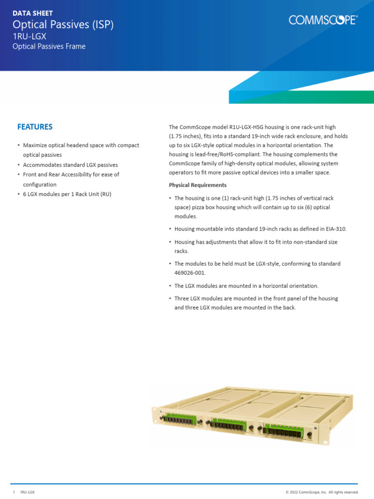 1RU-LGX Optical Passives Frame Data Sheet | PDF